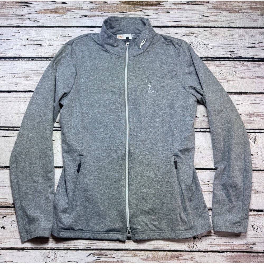 KJUS Jacket Women's Ladies Stretch Full Zip Base Layer Golf 40/Large Gray Logo‎